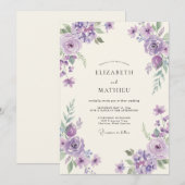 Invitation Mariage aquarelle d'orchidée violette (Devant / Derrière)