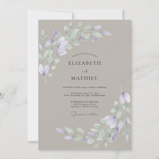 Invitation Mariage Aquarelle Douce Champignon (Devant)