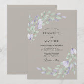 Invitation Mariage Aquarelle Douce Champignon (Devant / Derrière)