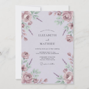 Invitation Mariage aquarelle douce lilas
