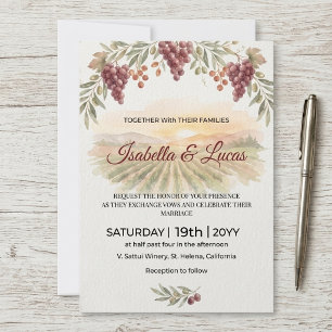 Invitation Mariage aquarelle du vignoble de la vallée de Napa