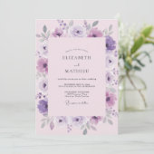 Invitation Mariage aquarelle eau de lilac violet (Debout devant)