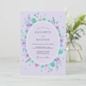 Invitation Mariage aquarelle eau douce lilas (Debout devant)