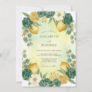 Invitation Mariage aquarelle eau jaune citrus