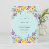 Invitation Mariage Aquarelle Eau Violette (Debout devant)