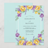 Invitation Mariage Aquarelle Eau Violette (Devant / Derrière)