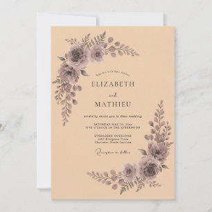 Invitation Mariage Aquarelle Élégant Abricot