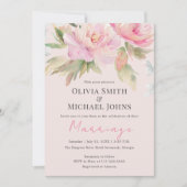 Invitation Mariage Aquarelle Elegant de pivoine rose (Devant)