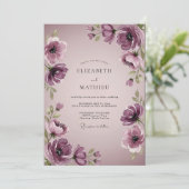 Invitation Mariage aquarelle élégant prune (Debout devant)