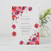 Invitation Mariage Aquarelle Esprit Rouge (Debout devant)
