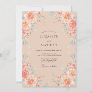 Invitation Mariage Aquarelle Éthérée aux Pêches