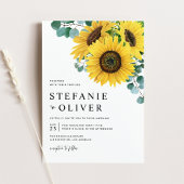 Invitation Mariage aquarelle eucalyptus et tournesols
