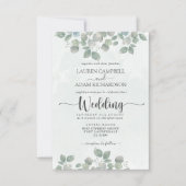 Invitation Mariage aquarelle eucalyptus verdure (Devant)
