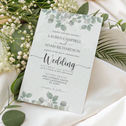 Invitation Mariage aquarelle eucalyptus verdure