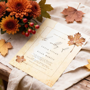 Invitation Mariage Aquarelle Feuille d'Érable Automnal
