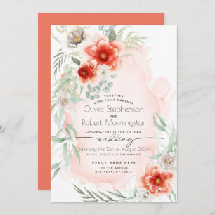 Invitation Mariage   Aquarelle Flame Fleurs d'araignée