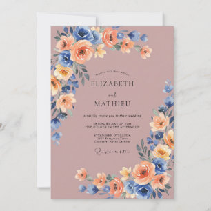 Invitation Mariage Aquarelle Fleur de Bleuet Mauve