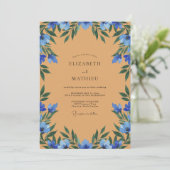 Invitation Mariage Aquarelle Fleur de Bleuet Ocre (Debout devant)