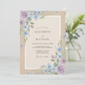 Invitation Mariage Aquarelle Fleur de Bleuet Violet (Debout devant)