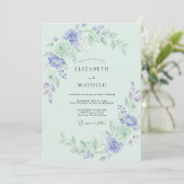 Invitation Mariage Aquarelle Fleur de Pervenche (Debout devant)