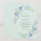 Invitation Mariage Aquarelle Fleur de Pervenche (Devant / Derrière)