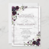 Invitation Mariage aquarelle Fleur de Prune Pourpre Formel (Devant)