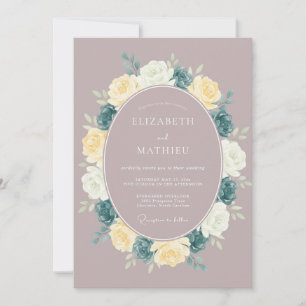 Invitation Mariage Aquarelle Fleurie Mauve Poussiéreux