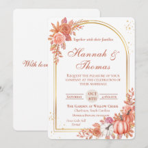 Mariage aquarelle fleurs orange avec or et citroui