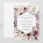 Invitation Mariage Aquarelle Flora Chardon (Devant / Derrière)