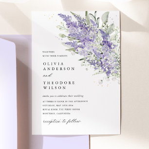 Invitation Mariage aquarelle floral lavande et vert sauge