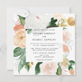 Invitation Mariage aquarelle florale automnale rustique (Devant)