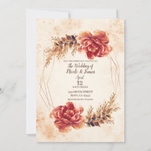 Invitation Mariage Aquarelle Florale aux Épices de l'Automne
