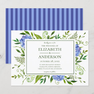 Invitation Mariage Aquarelle Florale aux Hortensias Bleus