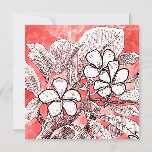 Invitation Mariage aquarelle florale bohème rose corail (Dos)