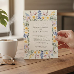 Invitation mariage aquarelle florale de printemps tout en un