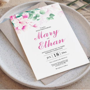 Invitation Mariage Aquarelle Florale Magnolia Rose