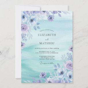Invitation Mariage aquarelle florale myosotis