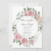 Invitation Mariage aquarelle florale rose blush (Devant)