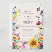 Invitation Mariage aquarelle florale rustique (Devant)
