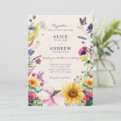 Invitation Mariage aquarelle florale rustique (Debout devant)