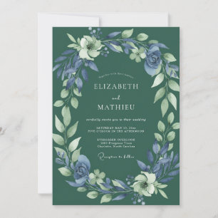Invitation Mariage Aquarelle Forest Azure