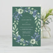 Invitation Mariage Aquarelle Forest Azure (Debout devant)