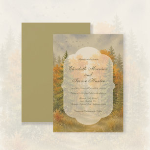 Invitation Mariage aquarelle forêt automnale rustique