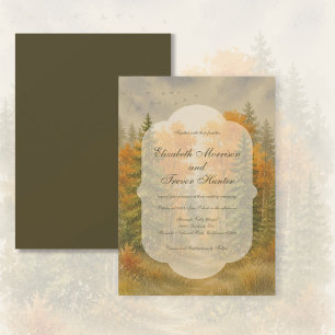 Invitation Mariage aquarelle forêt rustique d'automne