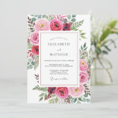 Invitation Mariage aquarelle fuchsia intense (Debout devant)