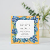 Invitation Mariage Aquarelle Hydrangeas Orange Bleu Moderne (Debout devant)