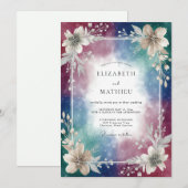Invitation Mariage Aquarelle Indigo Plum (Devant / Derrière)