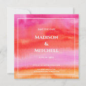 Invitation Mariage aquarelle jardin lever de soleil rose oran (Devant)