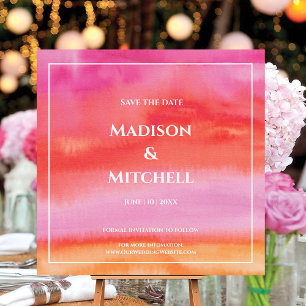 Invitation Mariage aquarelle jardin lever de soleil rose oran
