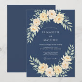 Invitation Mariage aquarelle jaune ardoise (Devant / Derrière)